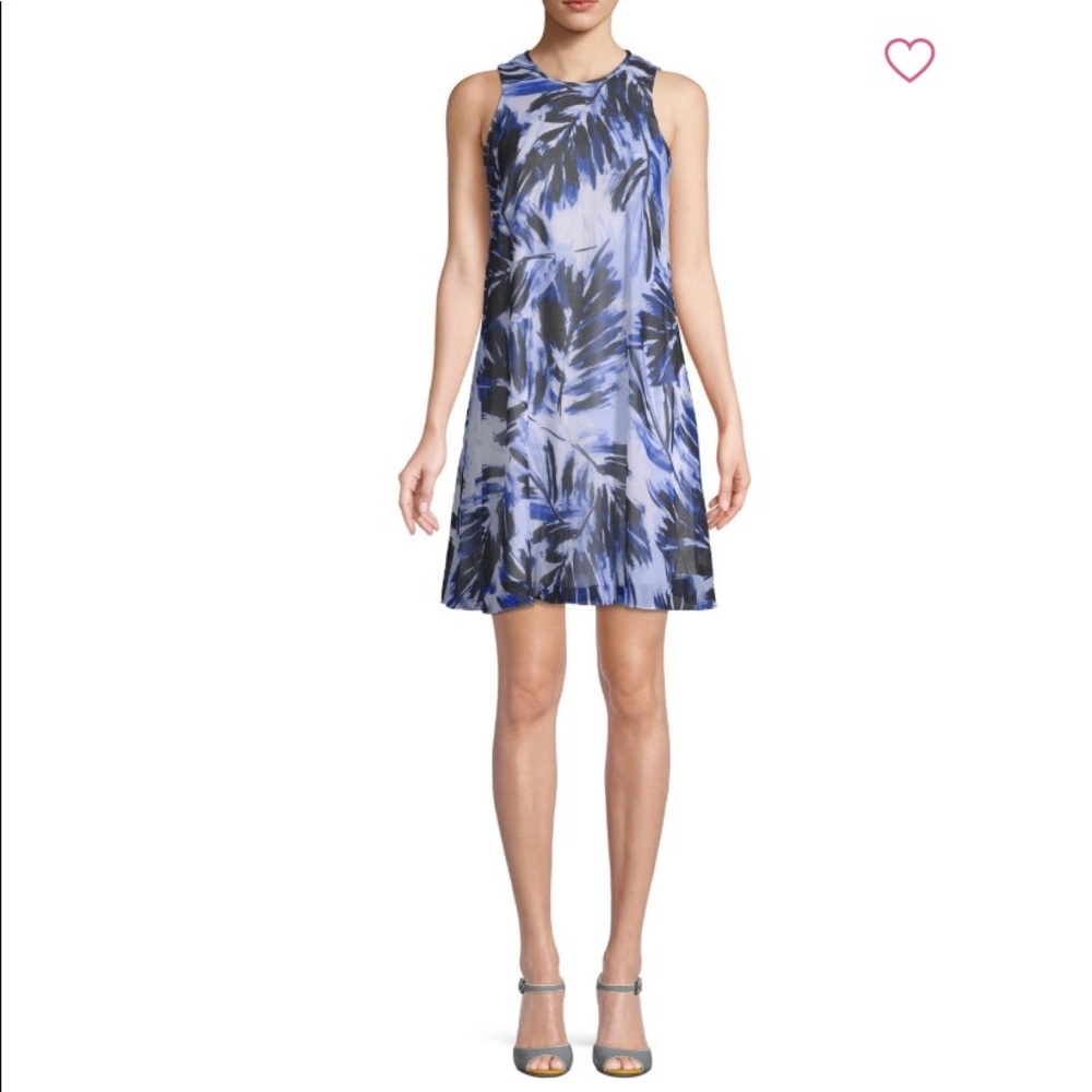 CALVIN KLEIN PRINTED SLEEVELESS SHIFF DRESS